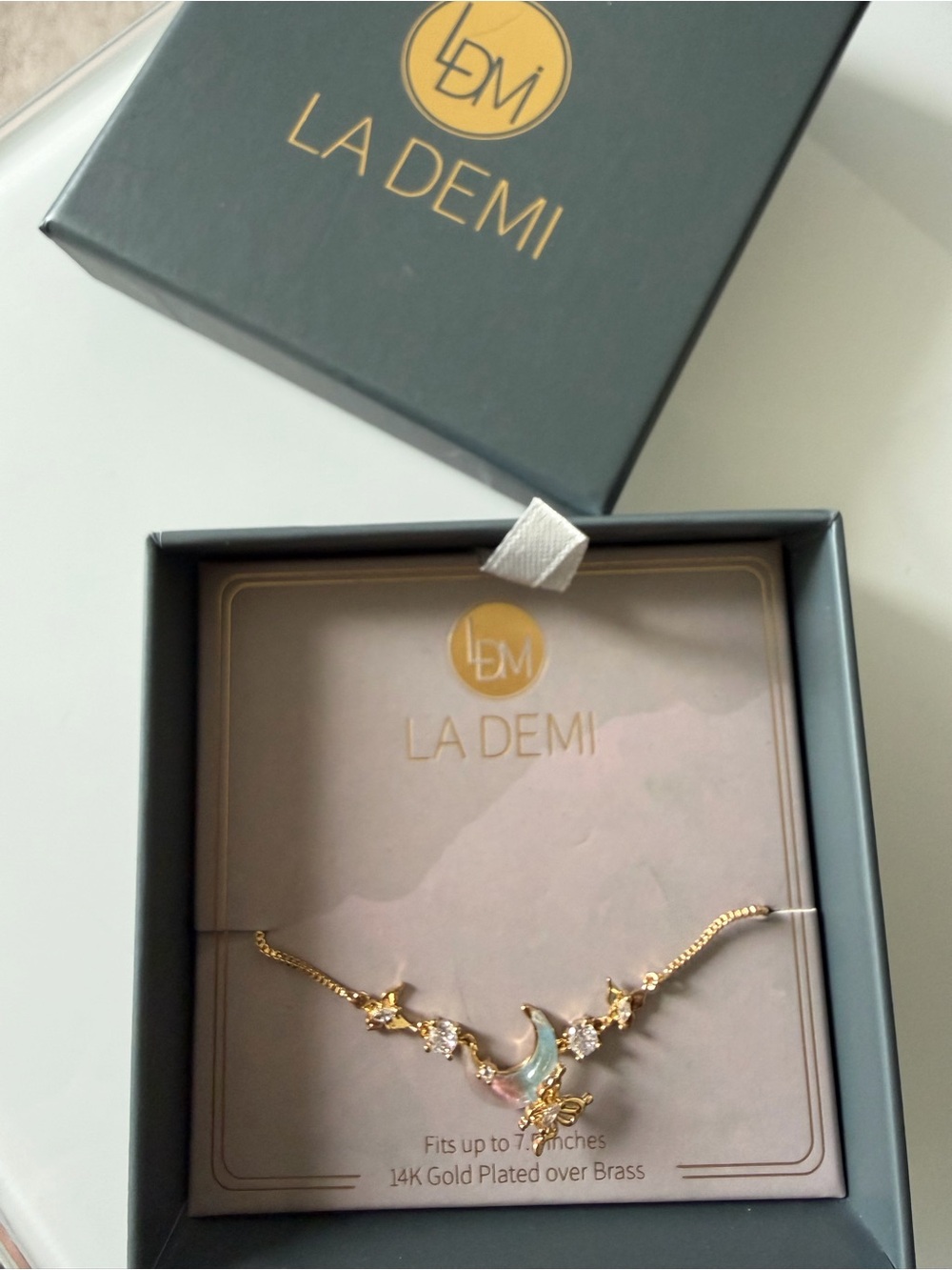 Gold Moon & Star moonstone Bracelet